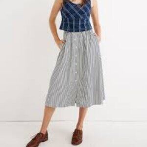 Madewell Palisade Button Front Chambray Stripe A-Line Lined Boho Lightweight 8 M